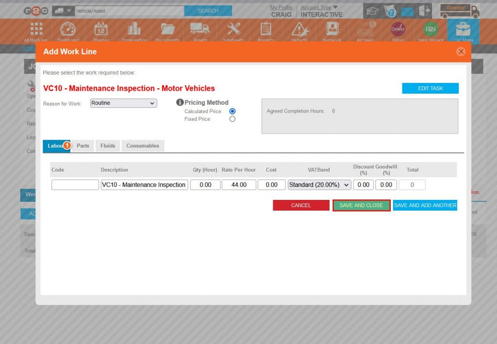 Step 12 – Finally, SAVE AND CLOSE the work line.