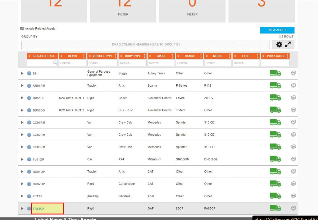 Step 2 – Click on the asset ID to open the asset details.