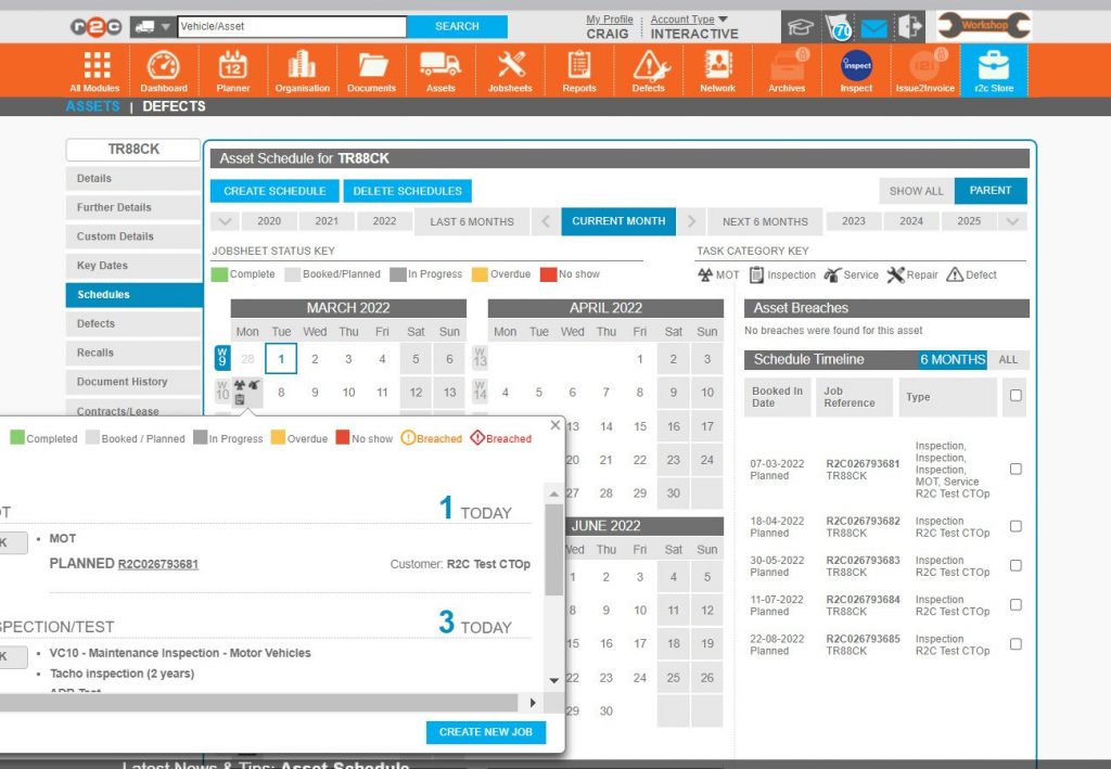 Step 27 – The scheduled jobs can now be viewed via the schedule planner view by clicking on the tiles with a job icon.