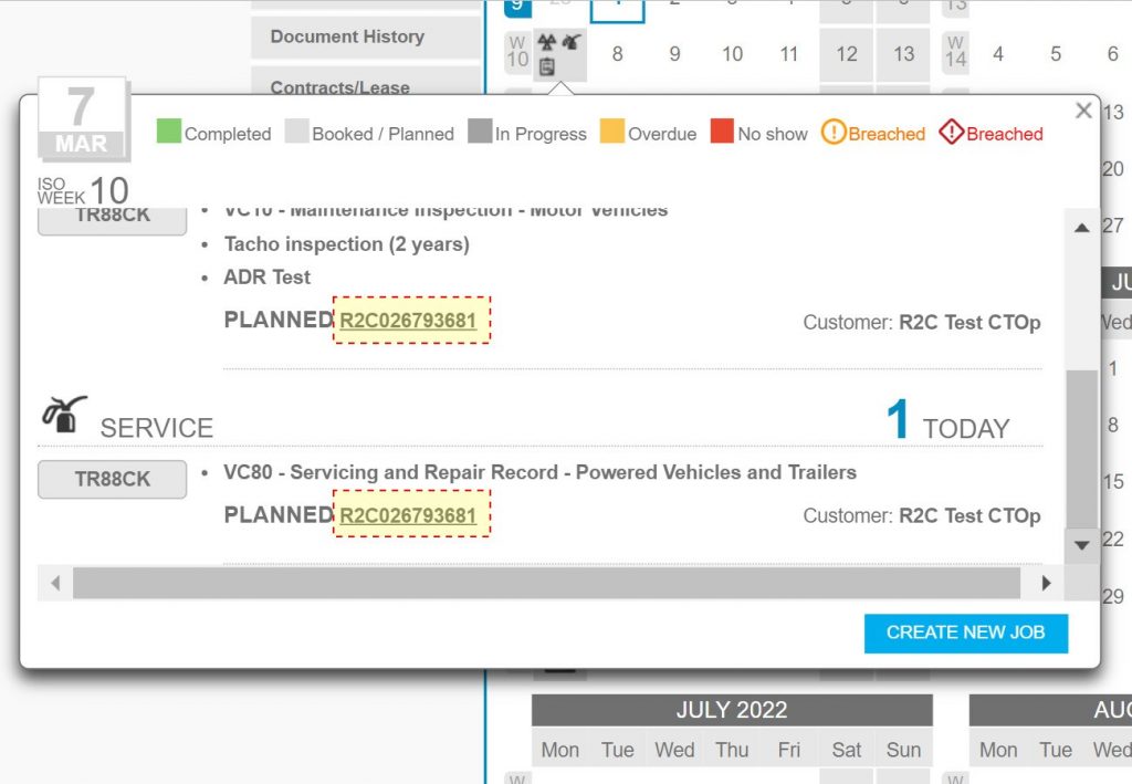 Step 28 – Multiple jobs occurring on the same day will appear on the same jobsheet although in this view they will occupy their own line depending on their task type.