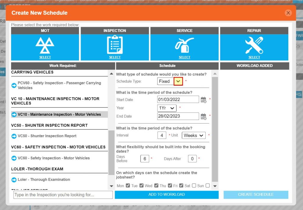 Step 6 – You are now presented with the details of the schedule, the first option being Fixed or Flexible.