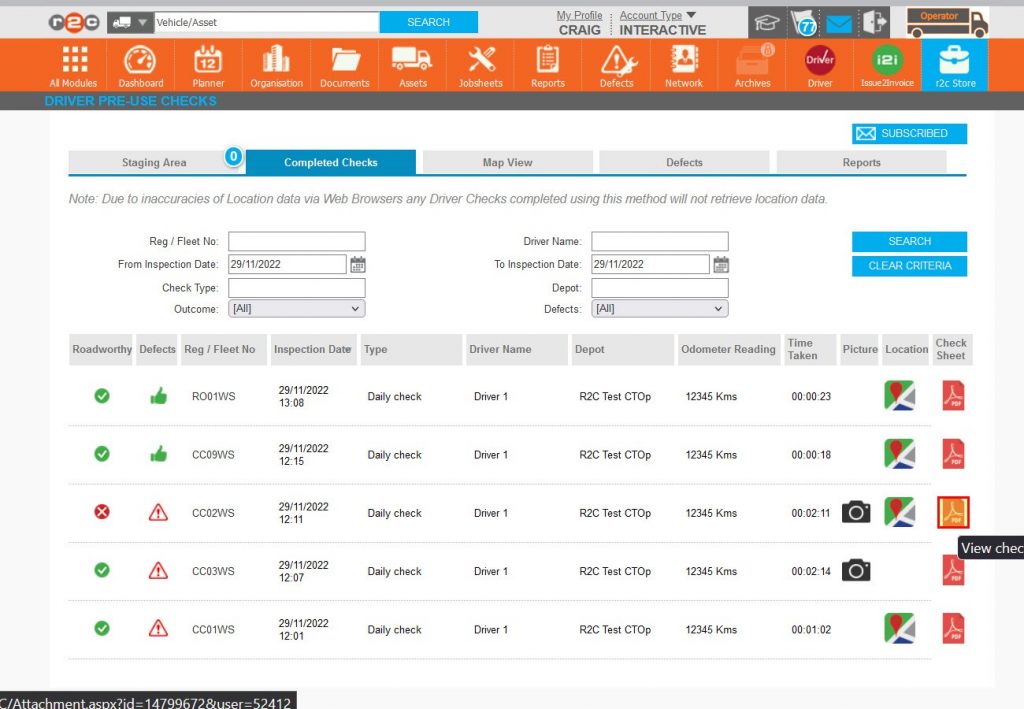 Step 11 –The PDF icon can be clicked to download a copy of the completed check if required.