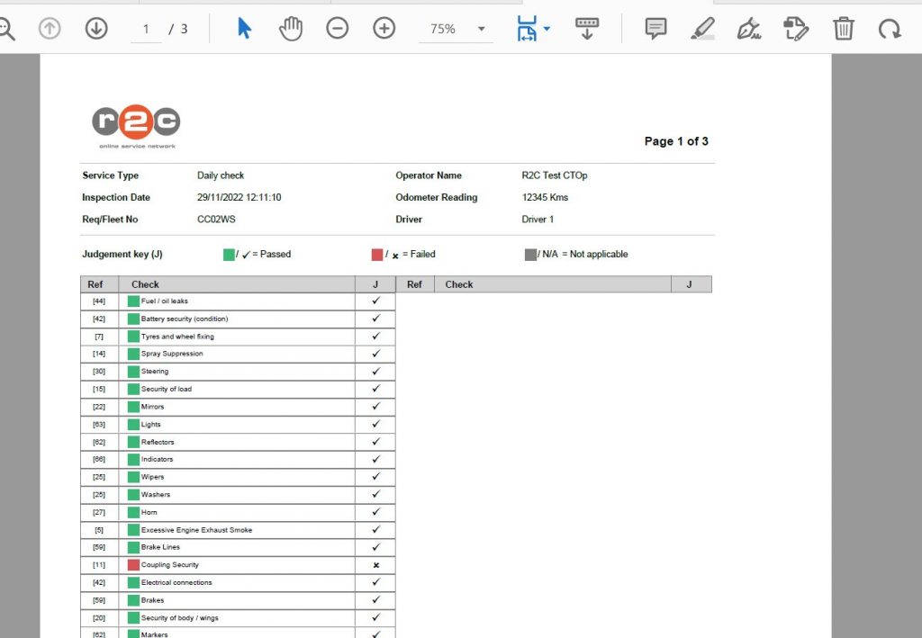 Step 12 – The pdf’s generally consist of three pages depending on the number of defects reported. The first page is the check itself.