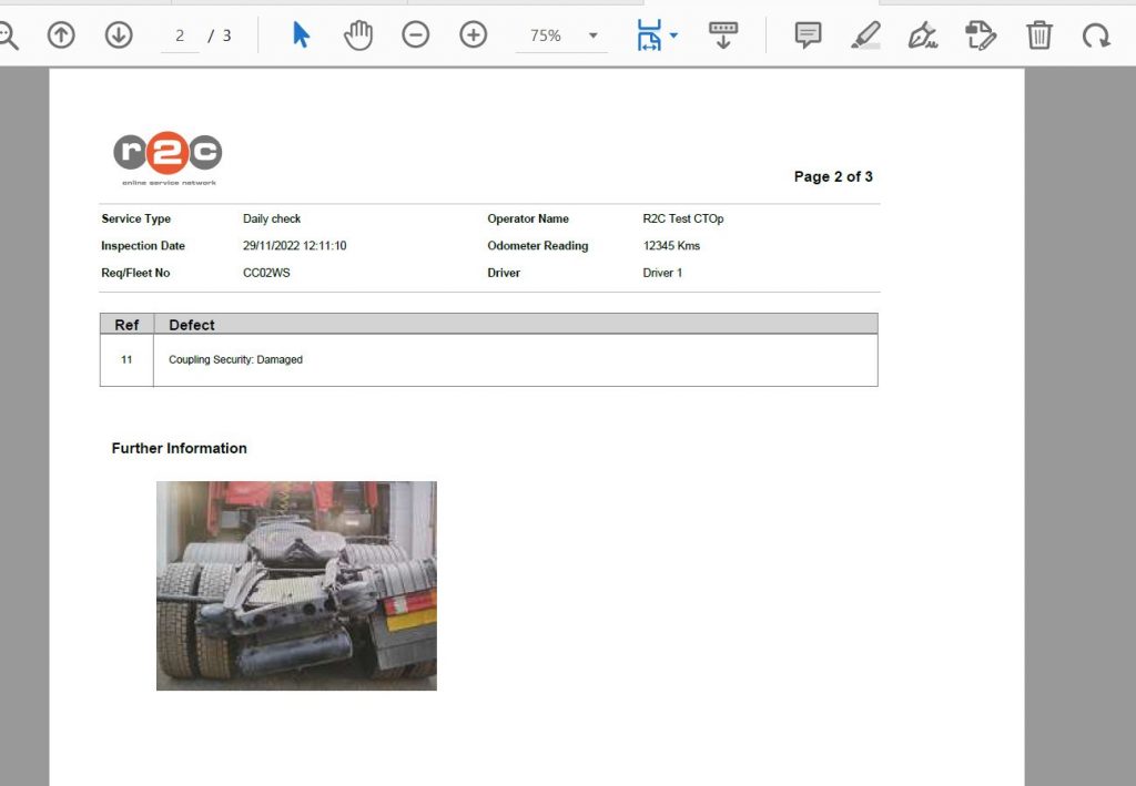 Step 13 – The second page will highlight the defects and any photo evidence.