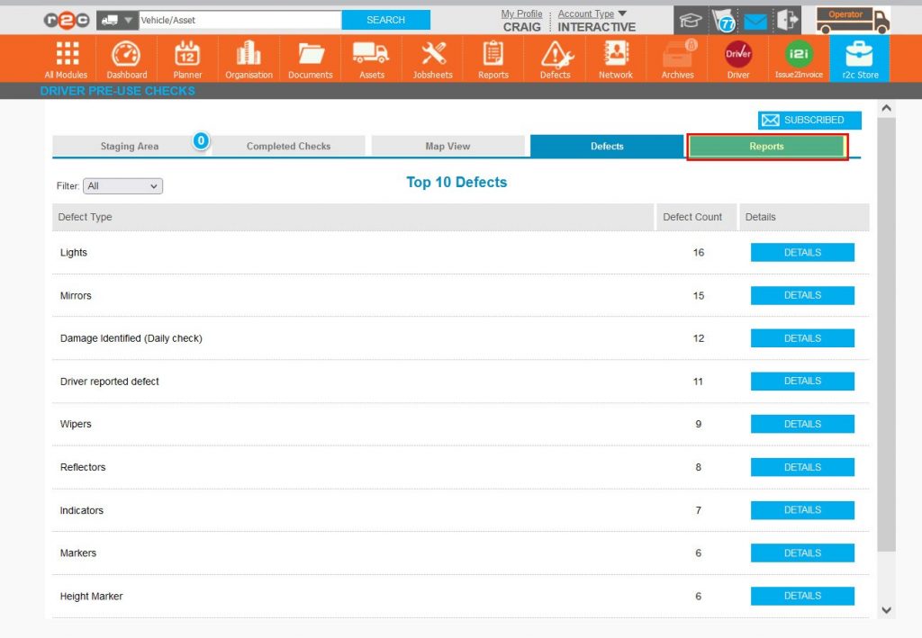 Step 19 – Click the final tab, Reports.