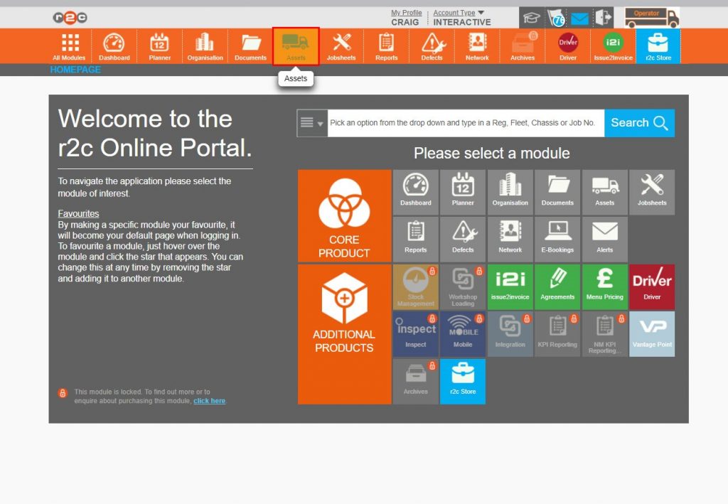 Step 1 – To begin creating a new asset, first click Assets.