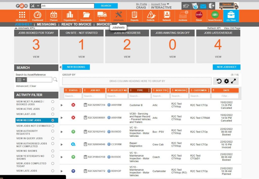 Next Planned & Booked Jobsheets 1