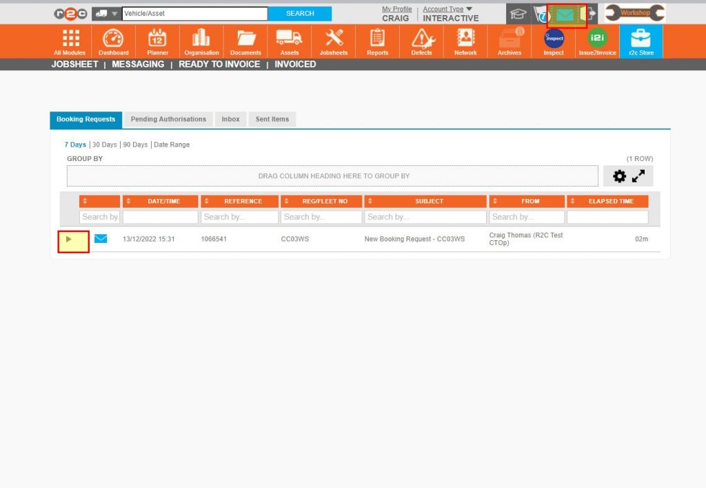 Step 2 – Click the arrow/expand icon next to the message to view the message. The booking requests page would ideally always be empty, indicating that all requests have been answered, the original message/request will remain in the inbox.