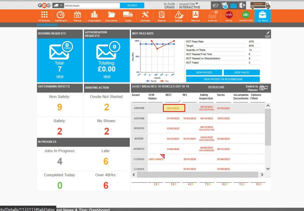 Step 1 – To update a field of information that does not have an attached jobsheet, Click the date.