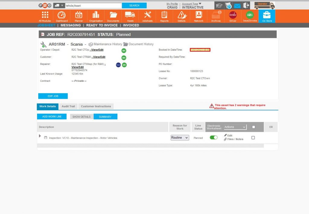 Step 4 - The Jobsheet will open, however if there is a future jobsheet it will be this Jobsheet that opens with the ability to reschedule to a closer date.