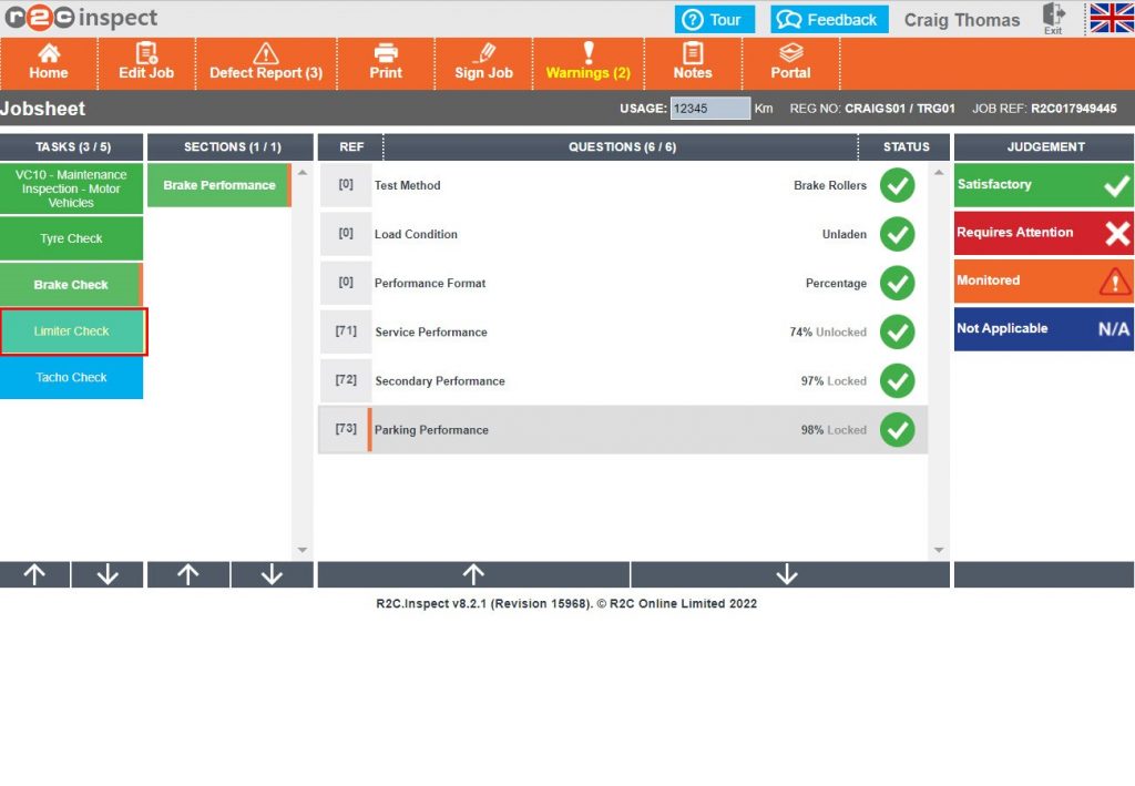Step 6 – The test method and the results of the test can now be entered, where a test has not been performed, Not Applicable can be selected.