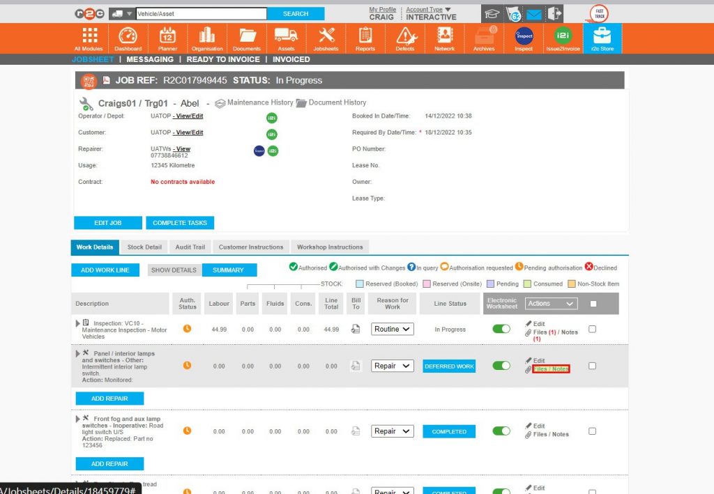 Step 6– Attachments should be made to the relevant lines, any photo evidence of damage, for example, should be placed on the defect line. The tab holding the jobsheet can now be closed, returning the user back to the inspection sheet.