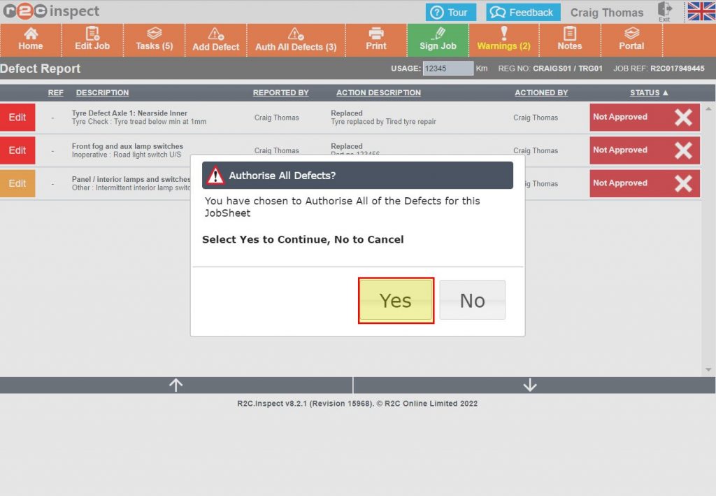 Step 2 – On the confirmation popup, Click Yes.
