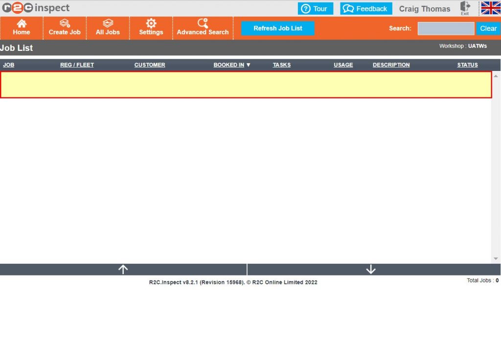 Step 6 – As the job is now complete, the inspection sheet no longer exists within ‘inspect’ but can be found as an attachment to the jobsheet in portal.