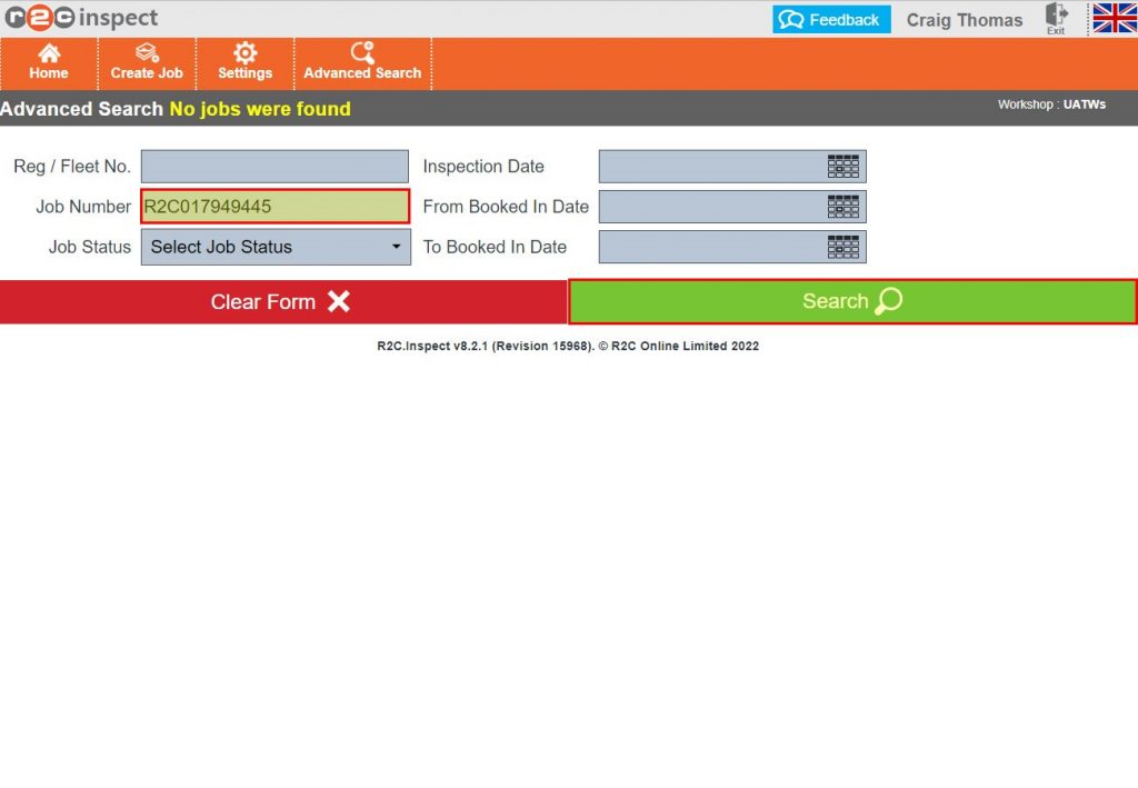 Step 4 – Ideally the search criteria will be the job reference number as this is the only unique number on the platform. Any of the other criteria may return multiple results.