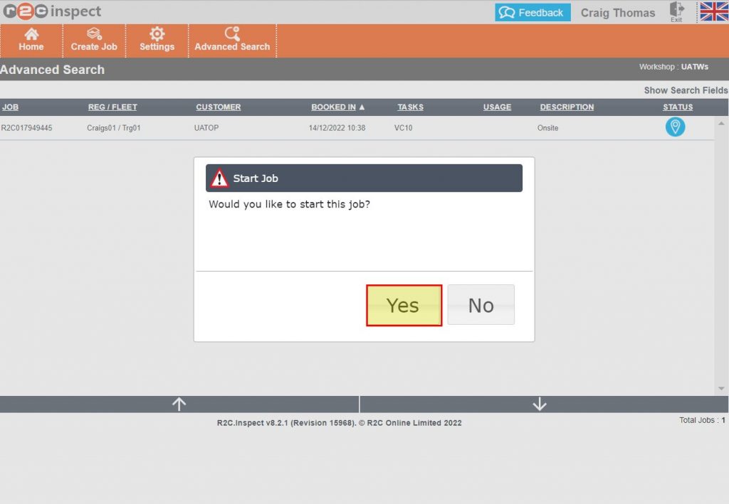Step 6 – The job can now be started from here by Clicking Yes.