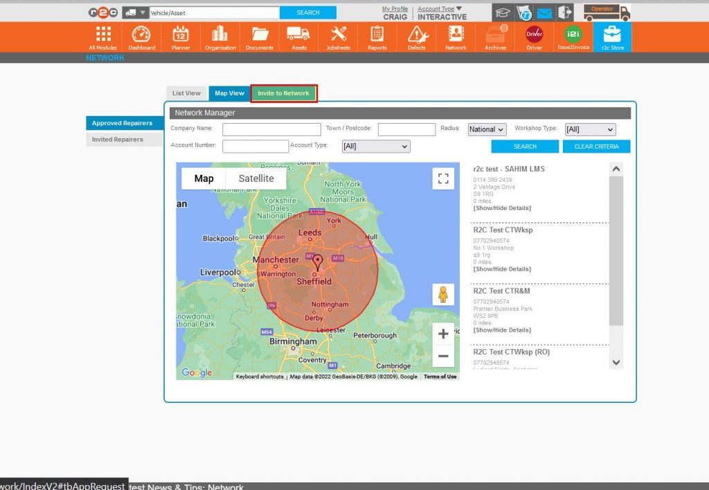 Step 4 – To search for and add new repairers to the network, Click ‘Invite to Network’