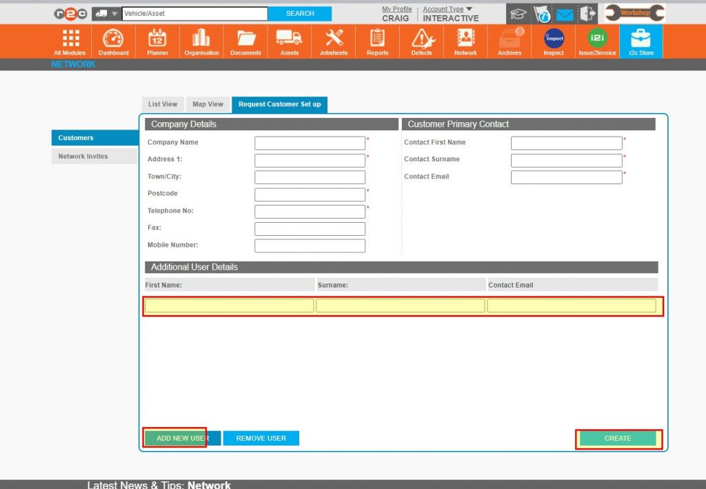 Step 5 – If addition users are required, Click ADD NEW USER to enter their information, otherwise Click CREATE.