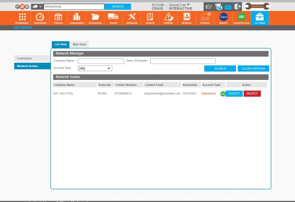 Step 7 – The invite can now be accepted or rejected, if accepted the customer will populate in the Customers, List View. They will also be available in asset details and future jobsheets.