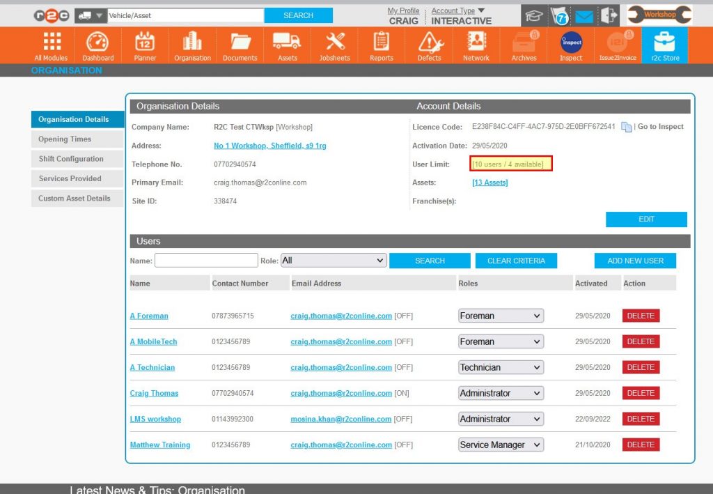 Step 1 – To create a new user profile, first check to ensure there is an availability.