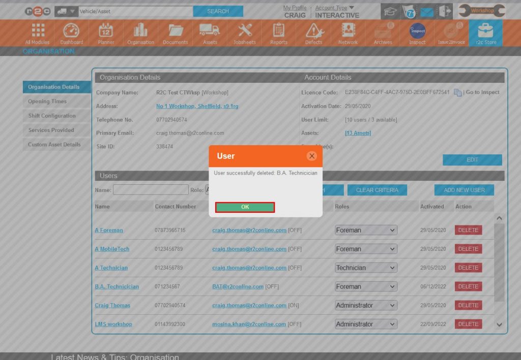 Step 11 – The users’ account has now been removed.