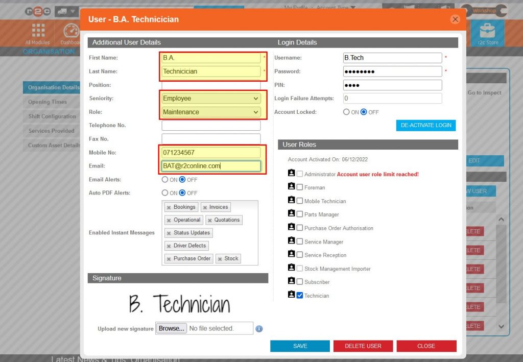 Step 3 – Enter the users name, position, and contact details before moving on to their login information.