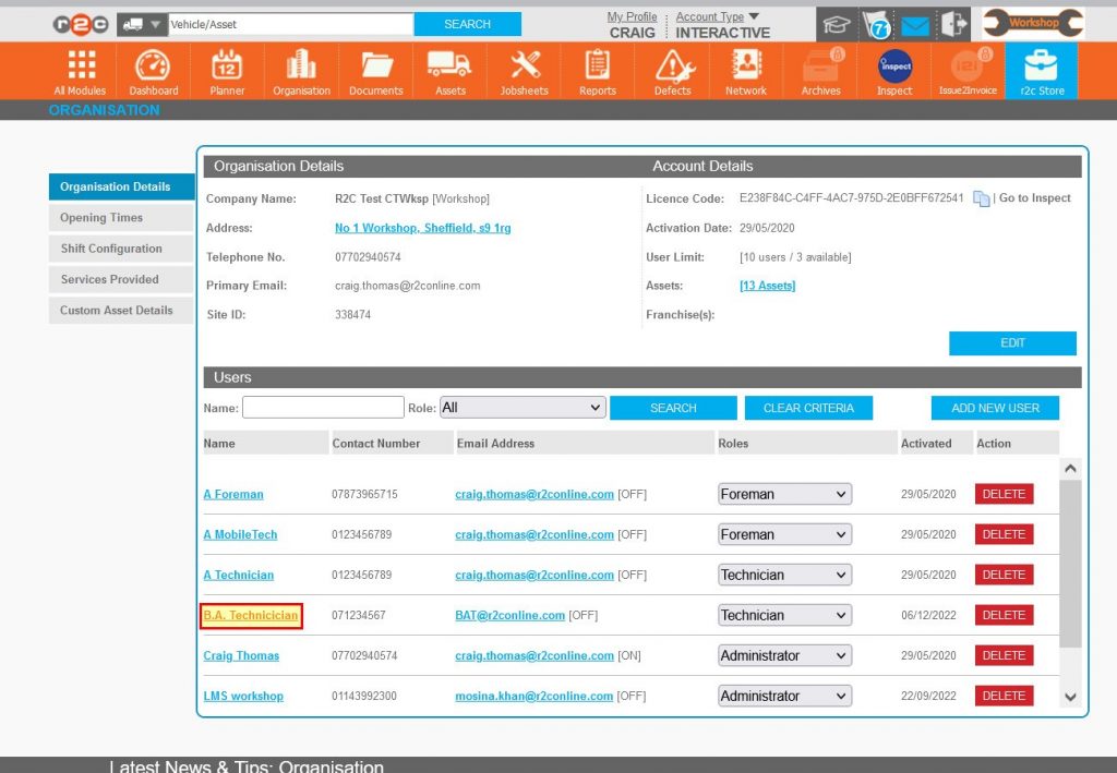 Step 7 – To amend or update a users’ account, Click the users name.