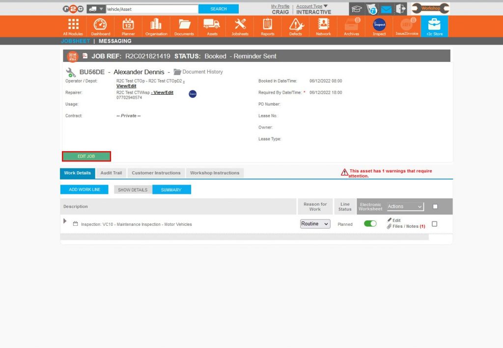 Step 3 - On the jobsheet, Click EDIT JOB.