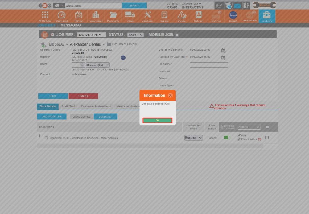 Step 8– The job has been saved, Click OK.
