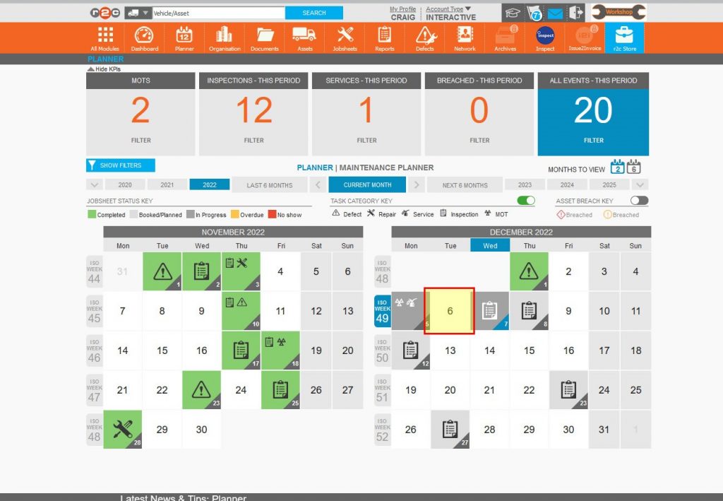 Step 9- The Planner will now show that the job has been moved to the rescheduled date.