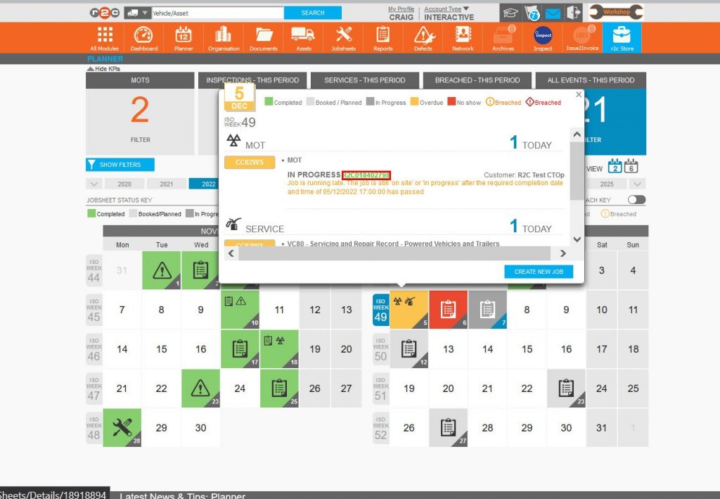 Step 2 – The job is still ‘In Progress’ after the ‘Required by Date/Time’ has passed, to rectify this Click the r2c job reference number.
