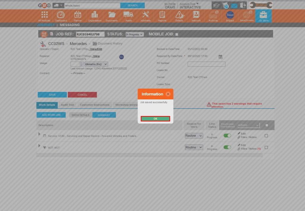 Step 7 – The job has been saved, Click OK.