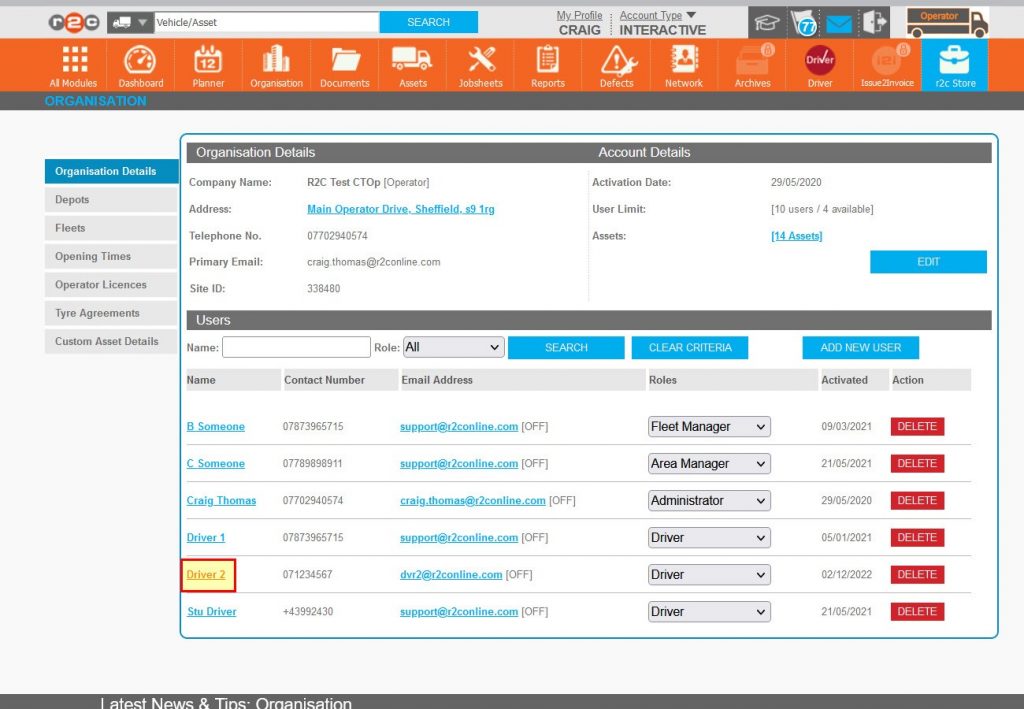 Step 4 – To amend a user’s details, select their name from the user list.