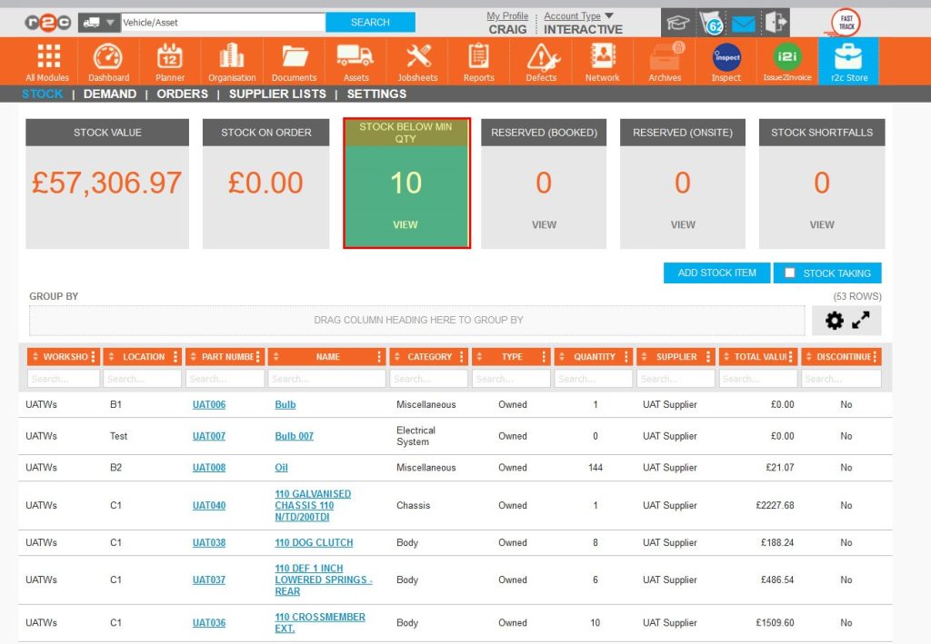 Step 1 – When creating a PO from the stock page, it will normally be due to one of a couple of reasons, i.e., a stock level has dropped below the minimum quantity.