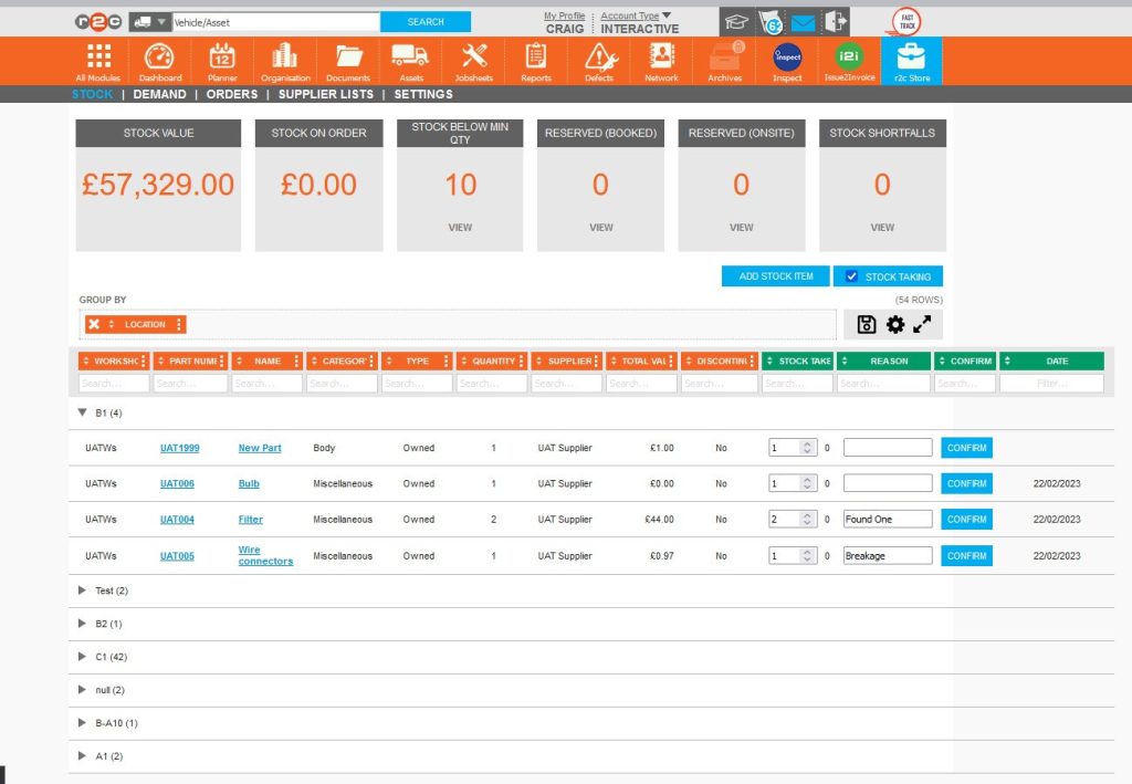Step 10 – The new part can be found at the top of the list waiting to be confirmed as checked.
