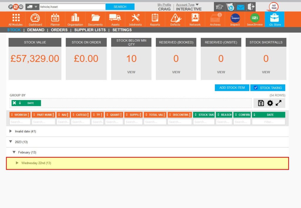 Step 11 – Confirmation the stock take is complete is best achieved with the use of the Date group.