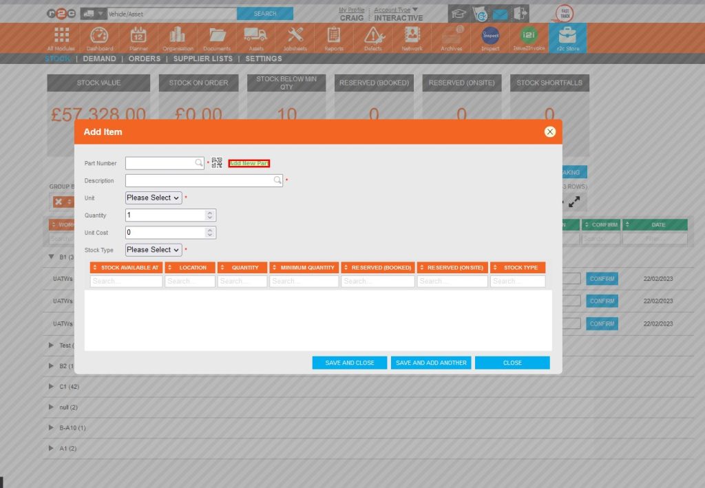 Step 7 – The quantity of parts can be added before or after creating the part record, Click Add New Part.