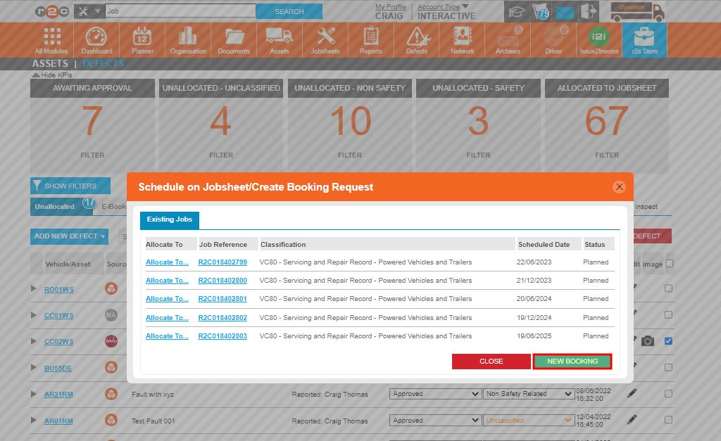 Step 2 – Next choose the NEW BOOKING option.