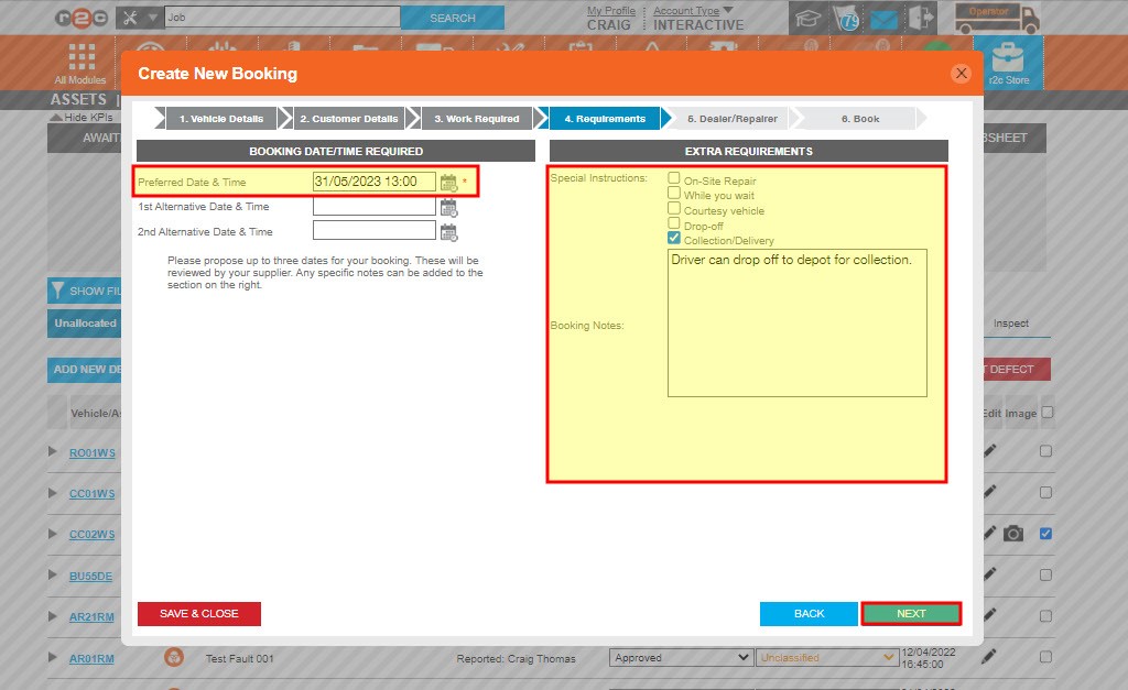 Step 6 – You can then specify up to 3 dates for the booking and enter any additional notes.