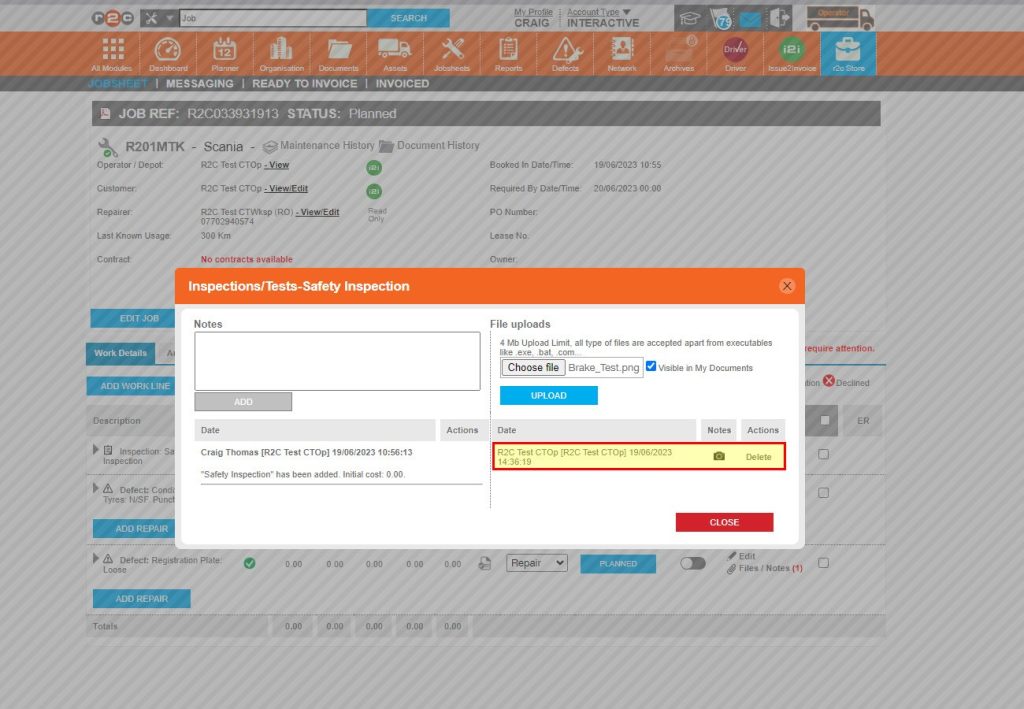 Step 5 - The uploaded image or document will be displayed and can be downloaded again here. Click CLOSE once done.