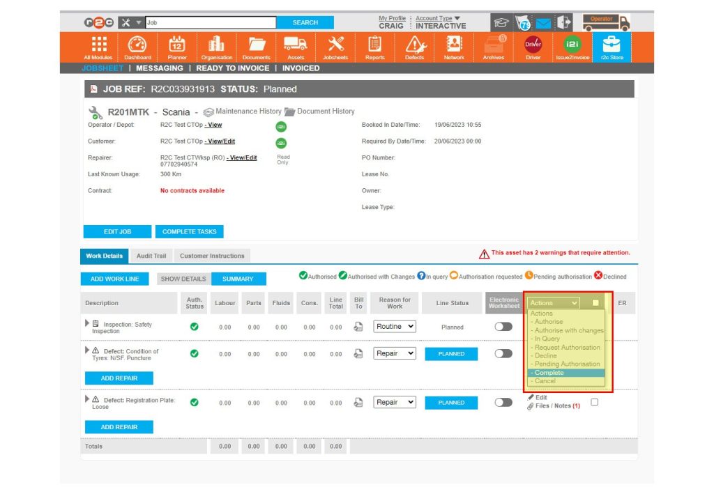 Step 7 - After selecting the checkbox, click Actions and then choose ‘Complete.’