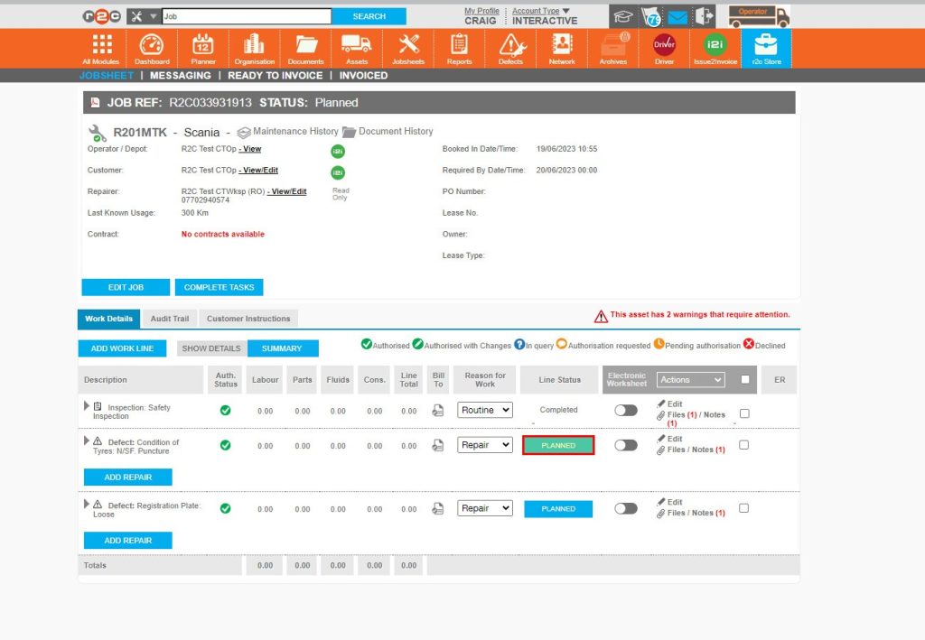 Step 1 - Defect lines can also be completed individually to provide additional information do this click on the blue line status button.