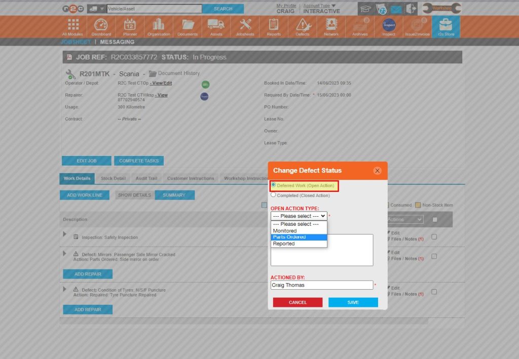 Step 2 – Click the calendar on the in-service date field to choose a date