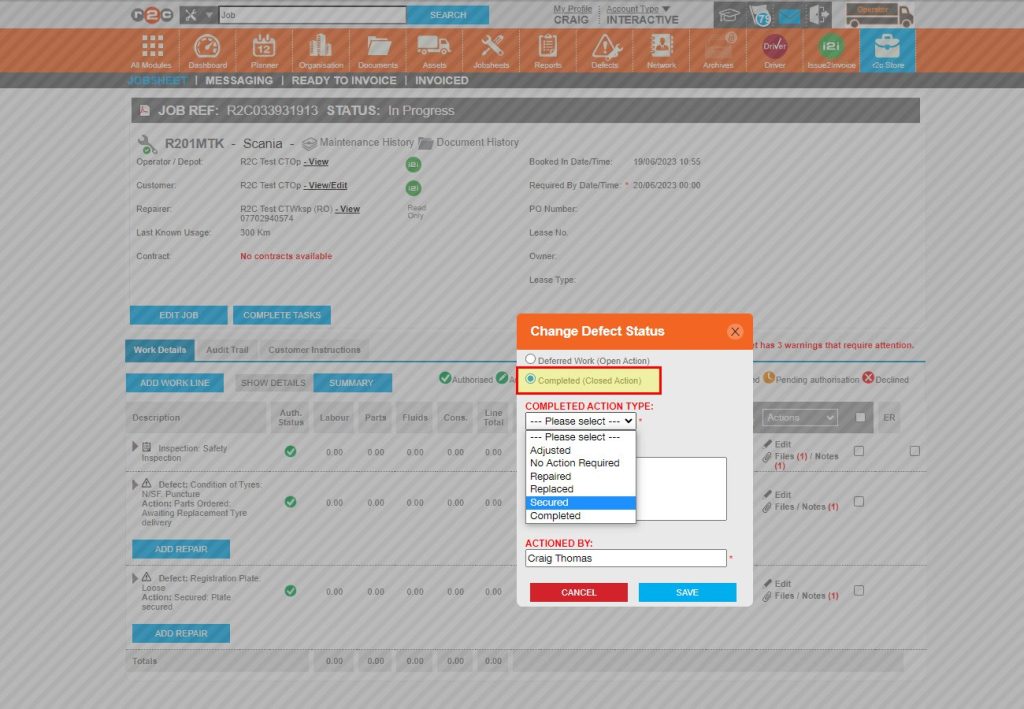 Step 5 - Next, confirm when the parts are to be expected and if the vehicle will be staying Onsite. Additional comments can also be added before saving the details.