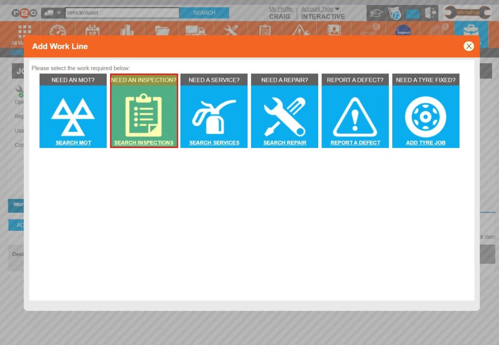 Step 6 - Non-digital lines can be added as an inspection or service. Click a task type to begin.