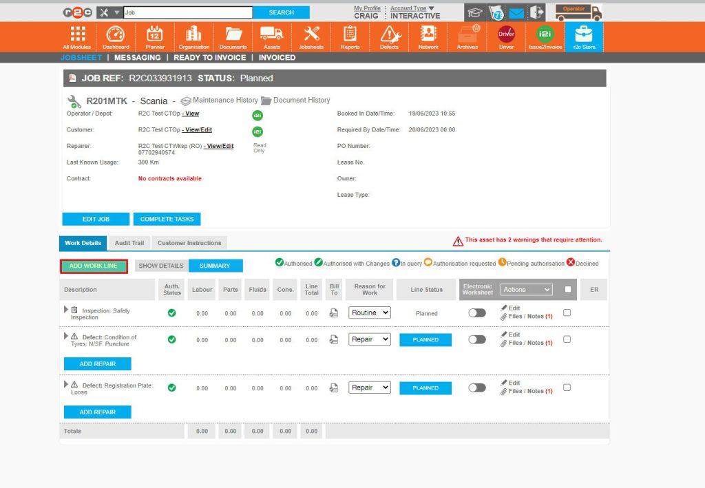 Step 7 - When the repairer is read-only all tasks will default to non-digital, you can choose from the existing inspections or enter a custom line in the ‘not what you are looking for?’ box. Click CREATE once done.