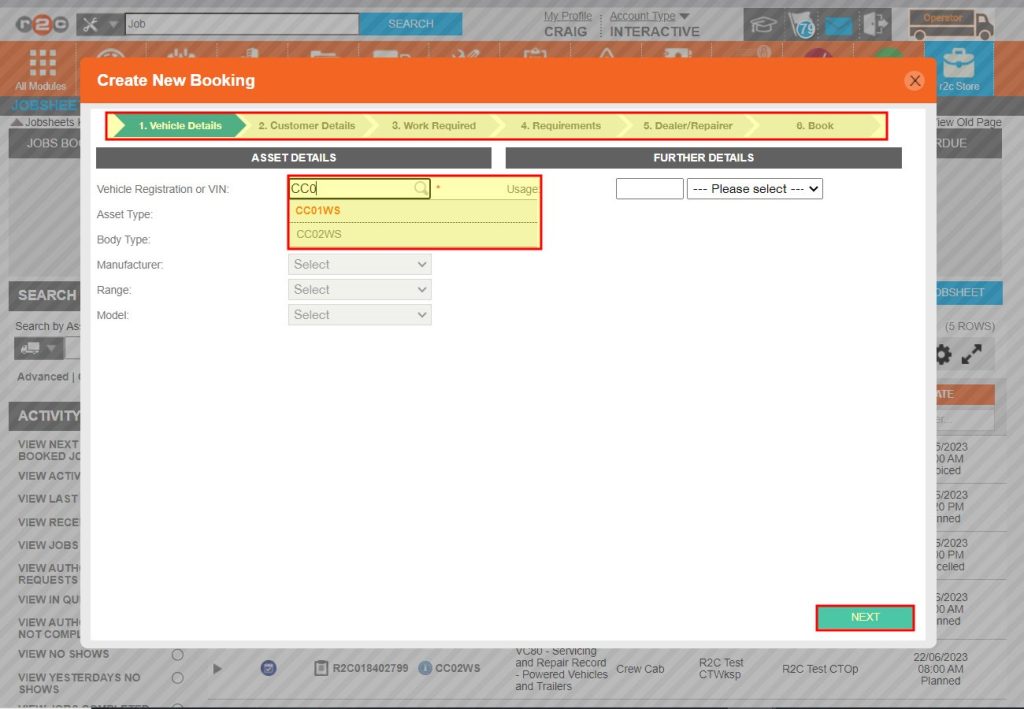 Step 2 - Start by searching for the asset you require amd then repeat the steps as before to submit a booking