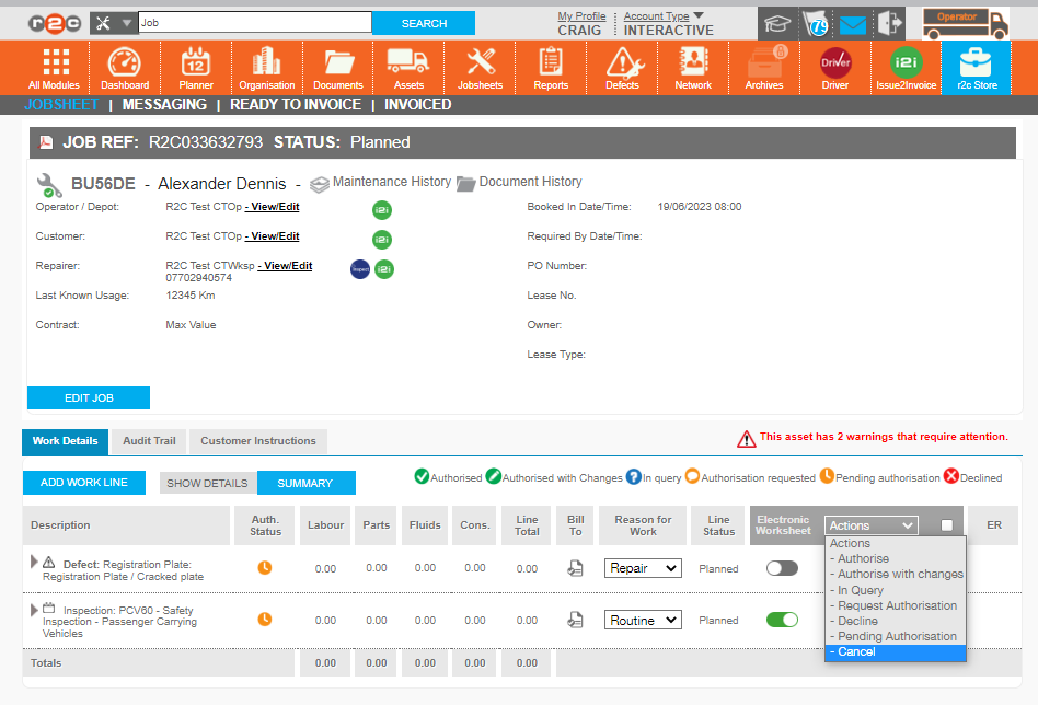 Step 2- Click the actions menu and choose 'cancel'