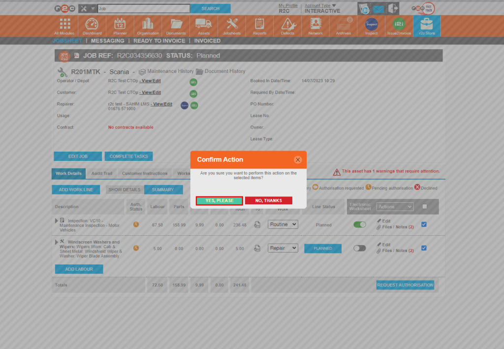 Step 2 - Confirm to go ahead and send the request.