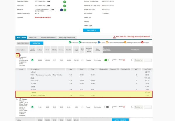 Step 4 – Click the grey arrow to expand the line and see the updated information. This will also show on any relevant i2i reports.